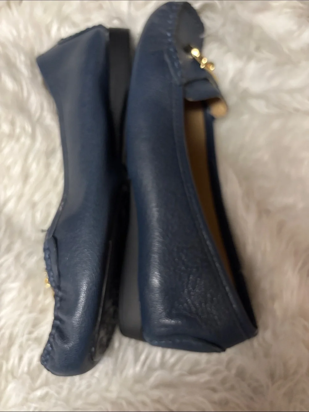 Michael Kors Hamilton MK Leather Loafers Flats Navy Blue Women’s Sz 6